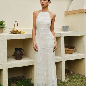 Commense Cream Halter Maxi Dress